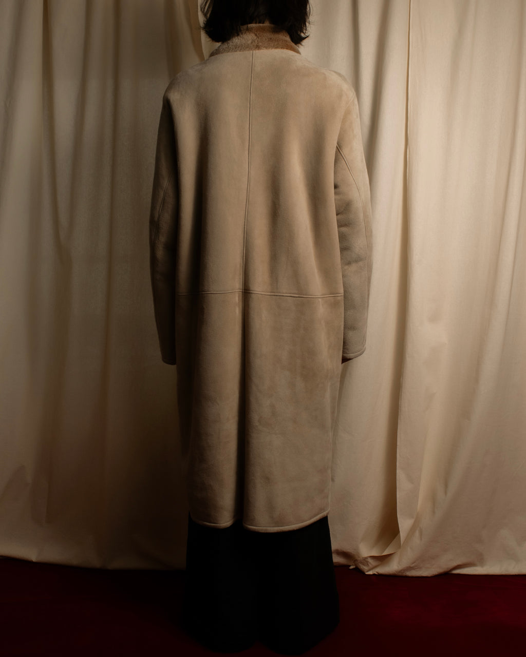 -SPECIAL- "LOEWE" 90's-10's Fur collar cordero lambskin long coat