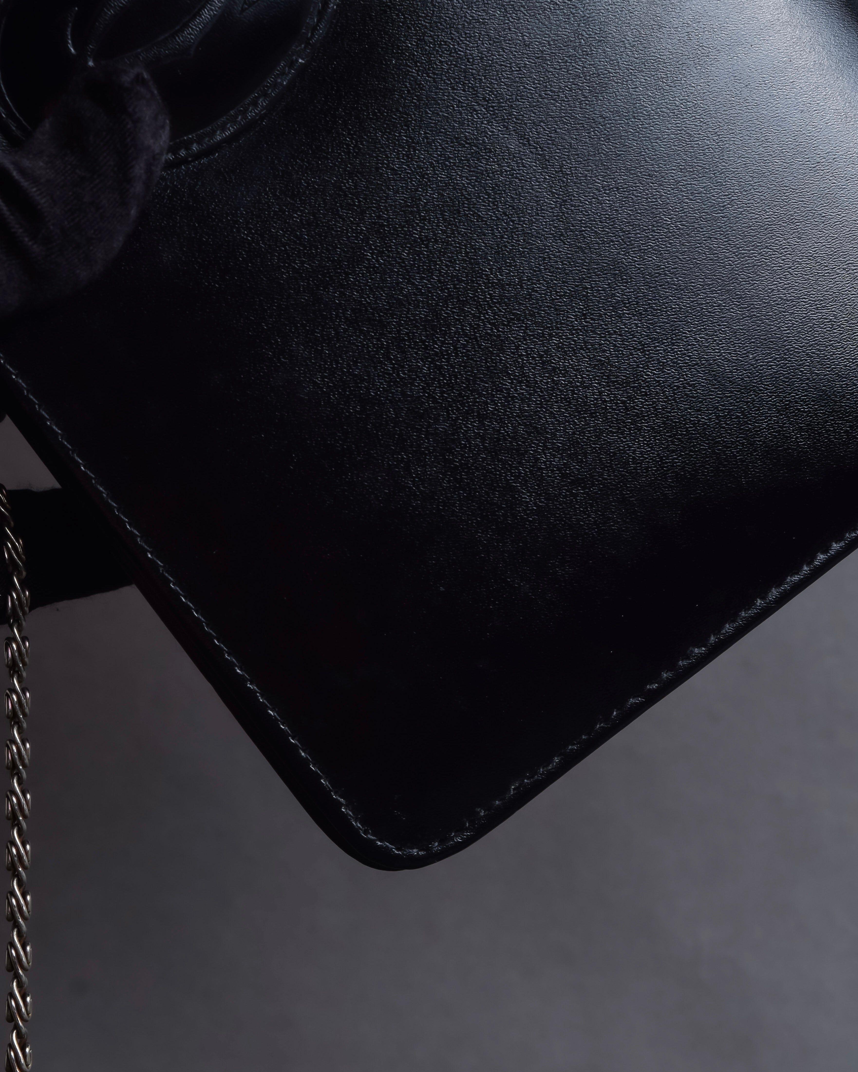 "Cartier" Logo engraved horizontal chain shoulder leather bag