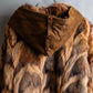 Vintage gradient fur hooded jacket