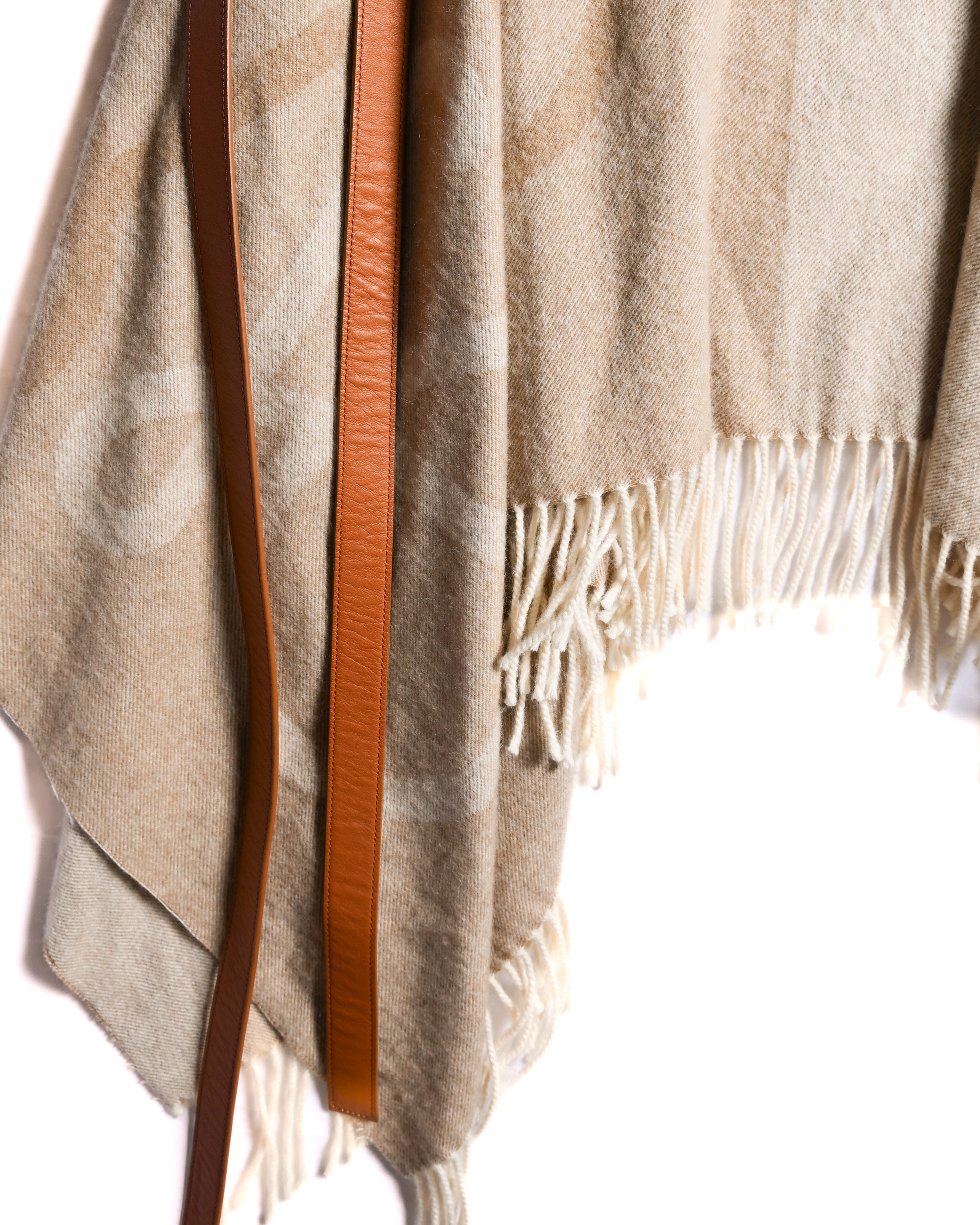 LOEWE by Jonathan Anderson/ Fringe Designed Beige Anagram Blanket Skirt