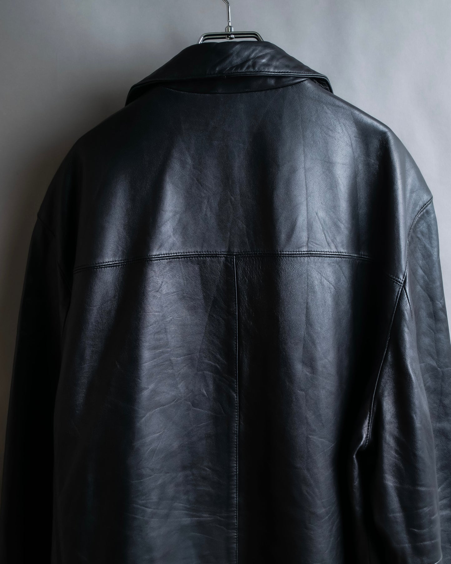 "Vintage lamb leather oversized tailored jacket"