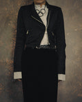 -SPECIAL- “ANN DEMEULEMEESTER” Pre-2012 asymmetric cropped satin biker jacket