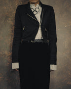 -SPECIAL- “ANN DEMEULEMEESTER” Pre-2012 asymmetric cropped satin biker jacket
