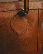 "GUCCI" 80's-90's Bamboo handle leather tote bag