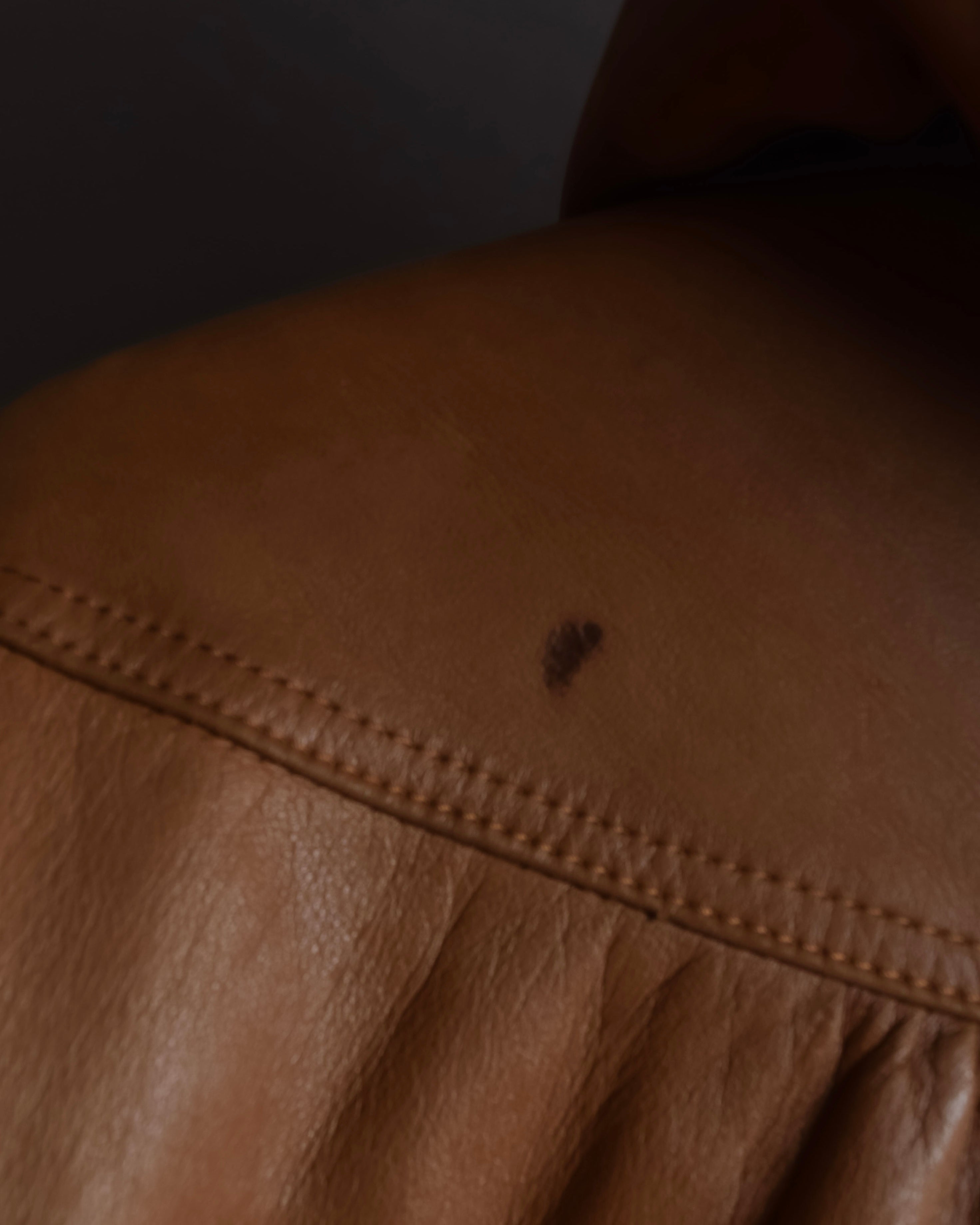 "LOEWE" 80-90's Vintage texture leather zip hoodie