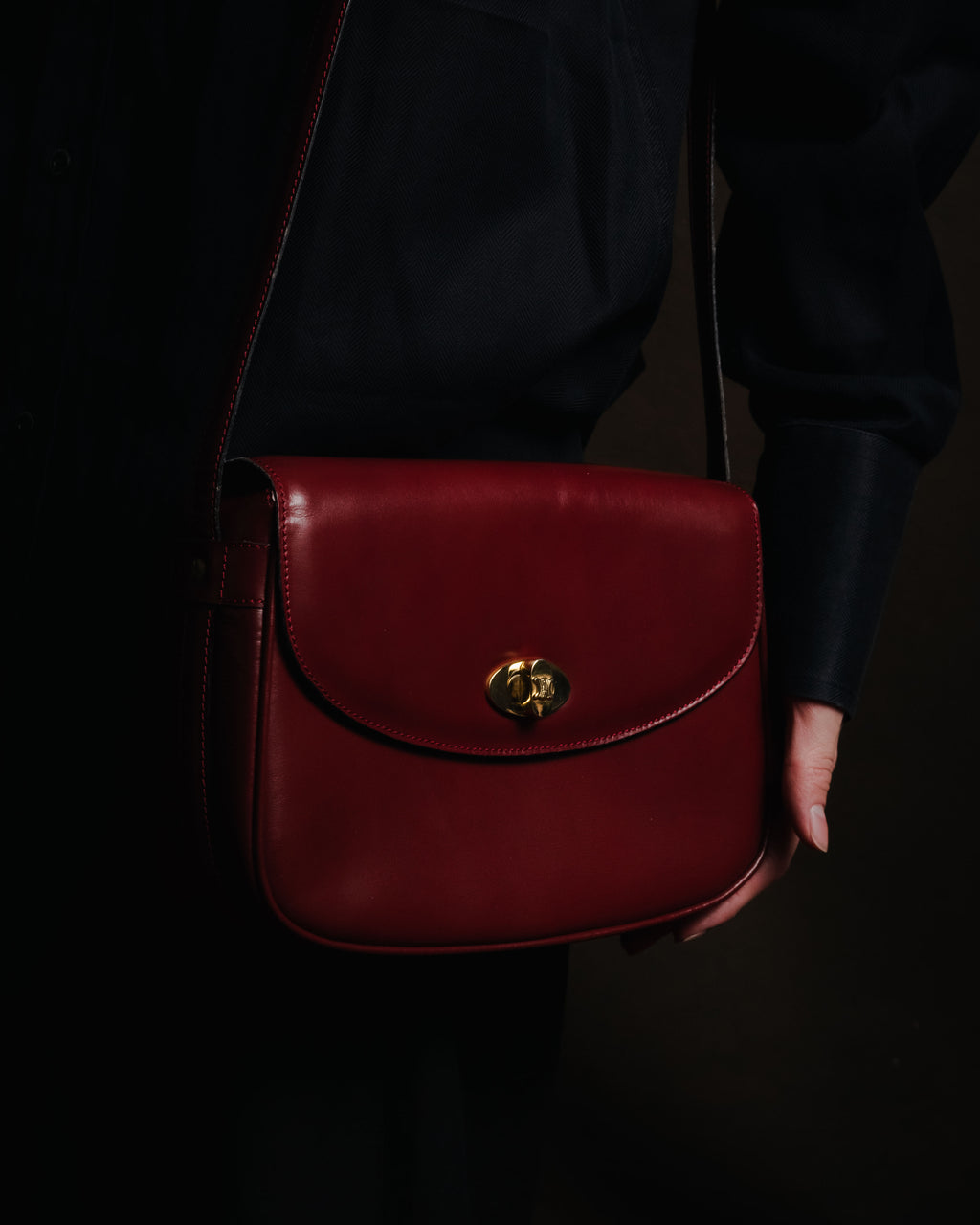 "CELINE" 2019-22 Heritage turn-lock box calf shoulder bag