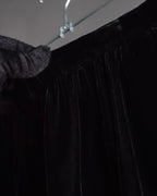 "CELINE" Pleated satin hem velvet flare skirt