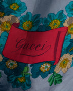 "GUCCI" 90's-00's Vintage botanical and perfume bottle silk scarf