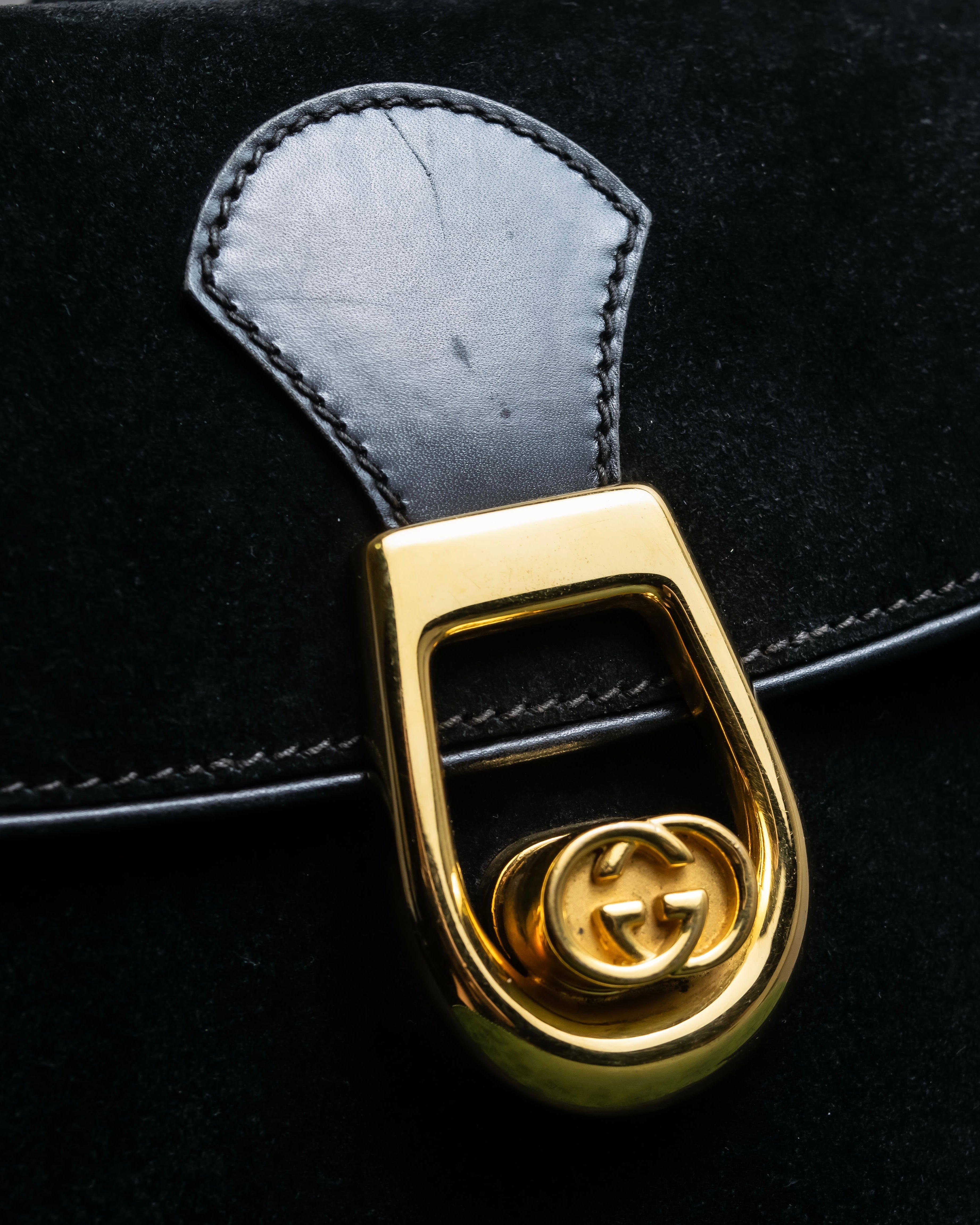 "GUCCI" Interlocking G design suede bag