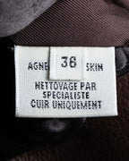 "Hermes by Gaultier" Round Pocket Wine Red Leather Skirt