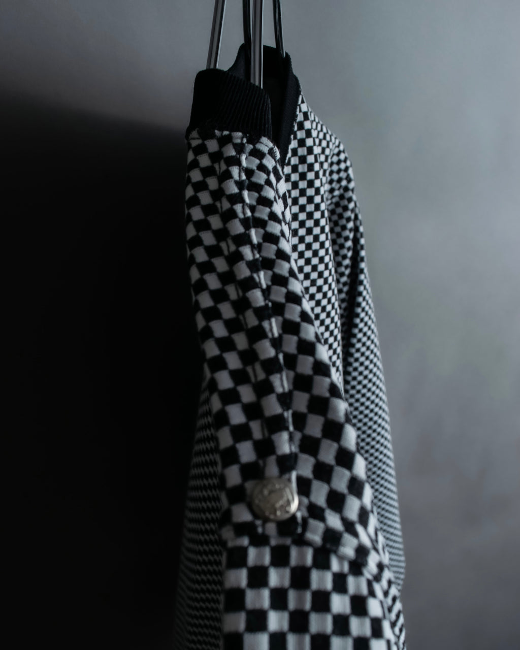 “VERSACE” checkered pattern zip pocket pull over
