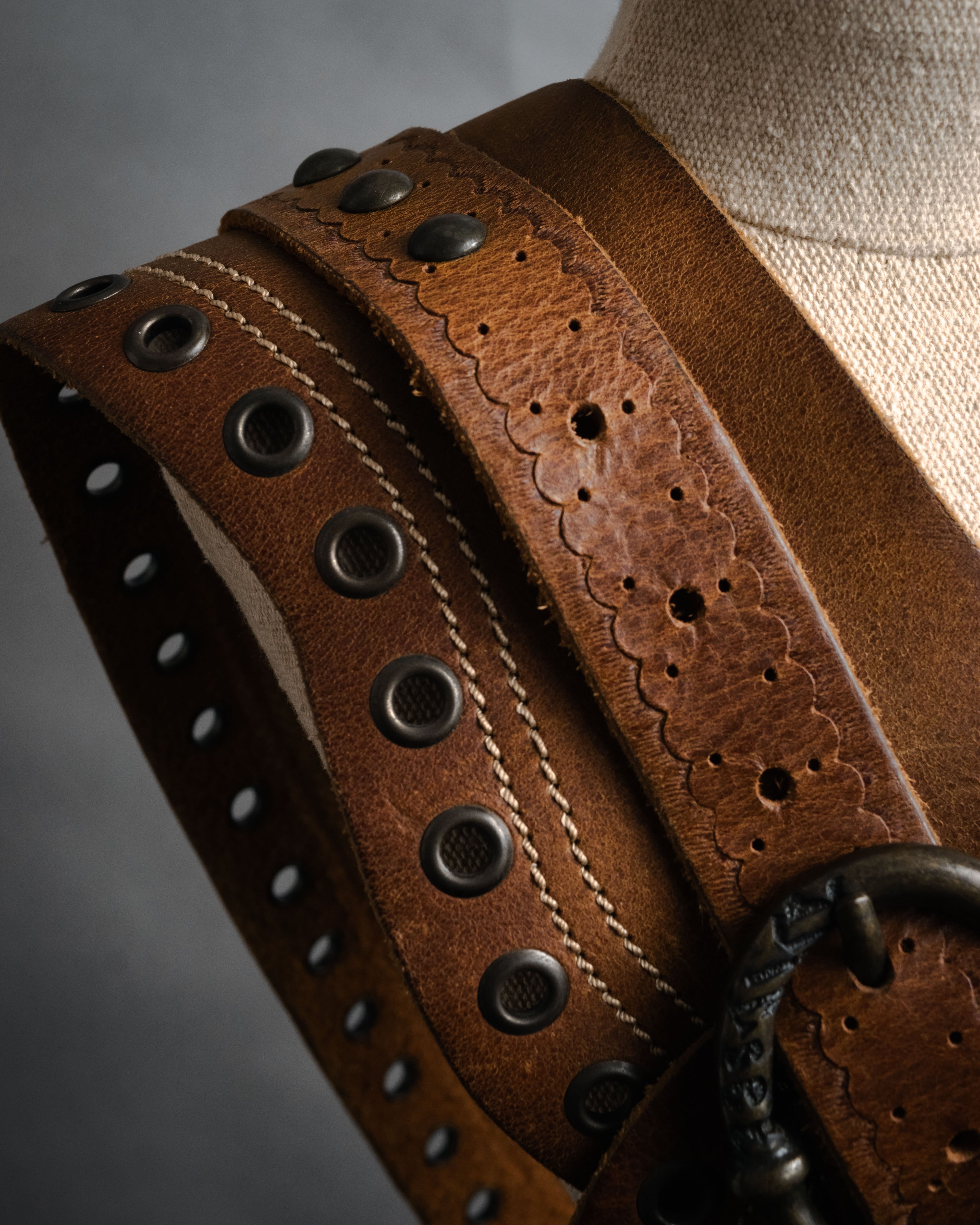 “DIESEL” 2000’s Studded craft leather belt