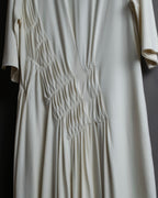 "JIL SANDER" Asymmetrical tuck gather detail long dress