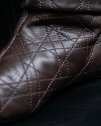 “Christian Dior” Brown Cannage leather long boots