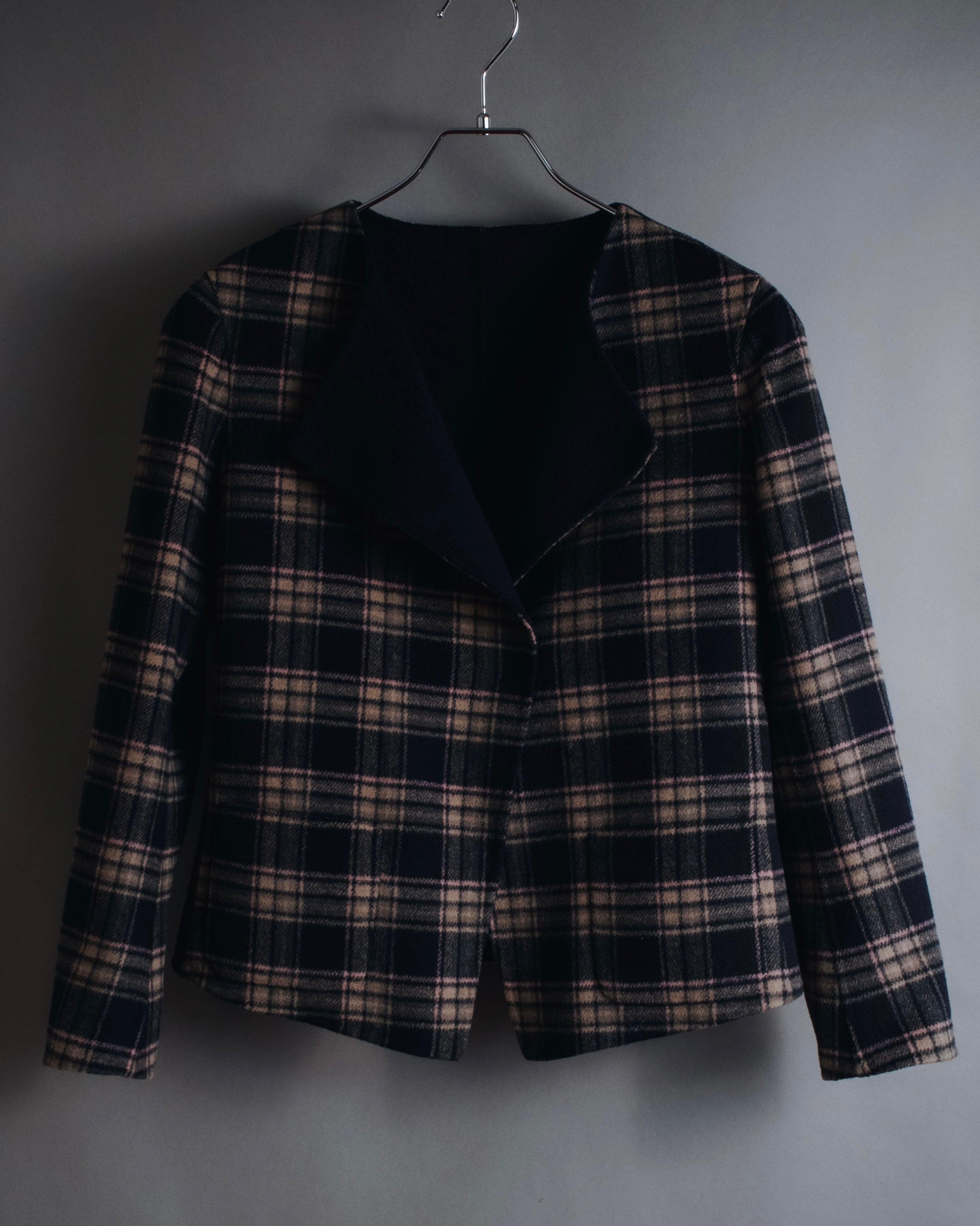 "WEEKEND MaxMara" 2010’s plaid virgin wool collarless jacket