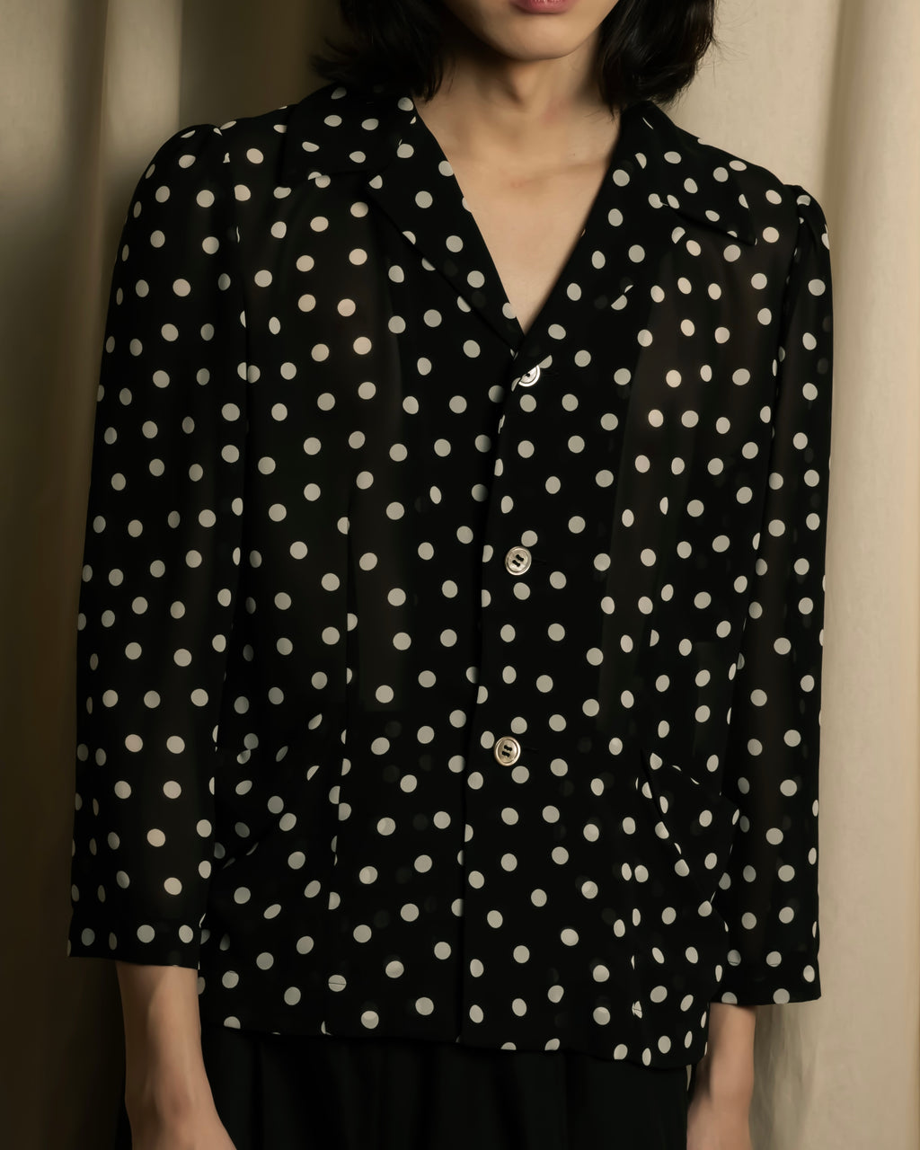 "robe de chambre COMME des GARCONS" 2002SS White dot pattern open collar shirt