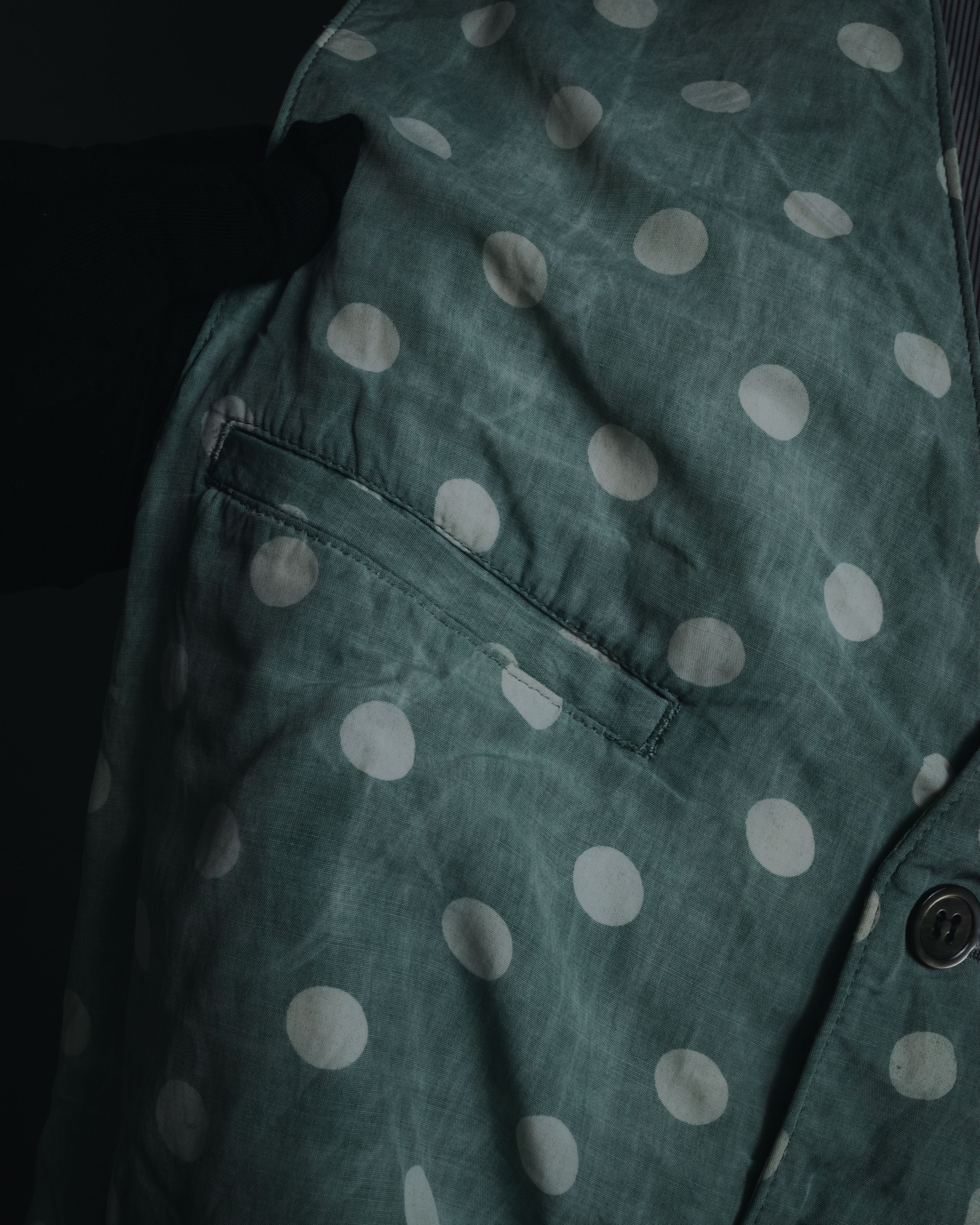 "COMME des GARÇONS HOMME"
Early 90s polka-dot rayon tailored vest