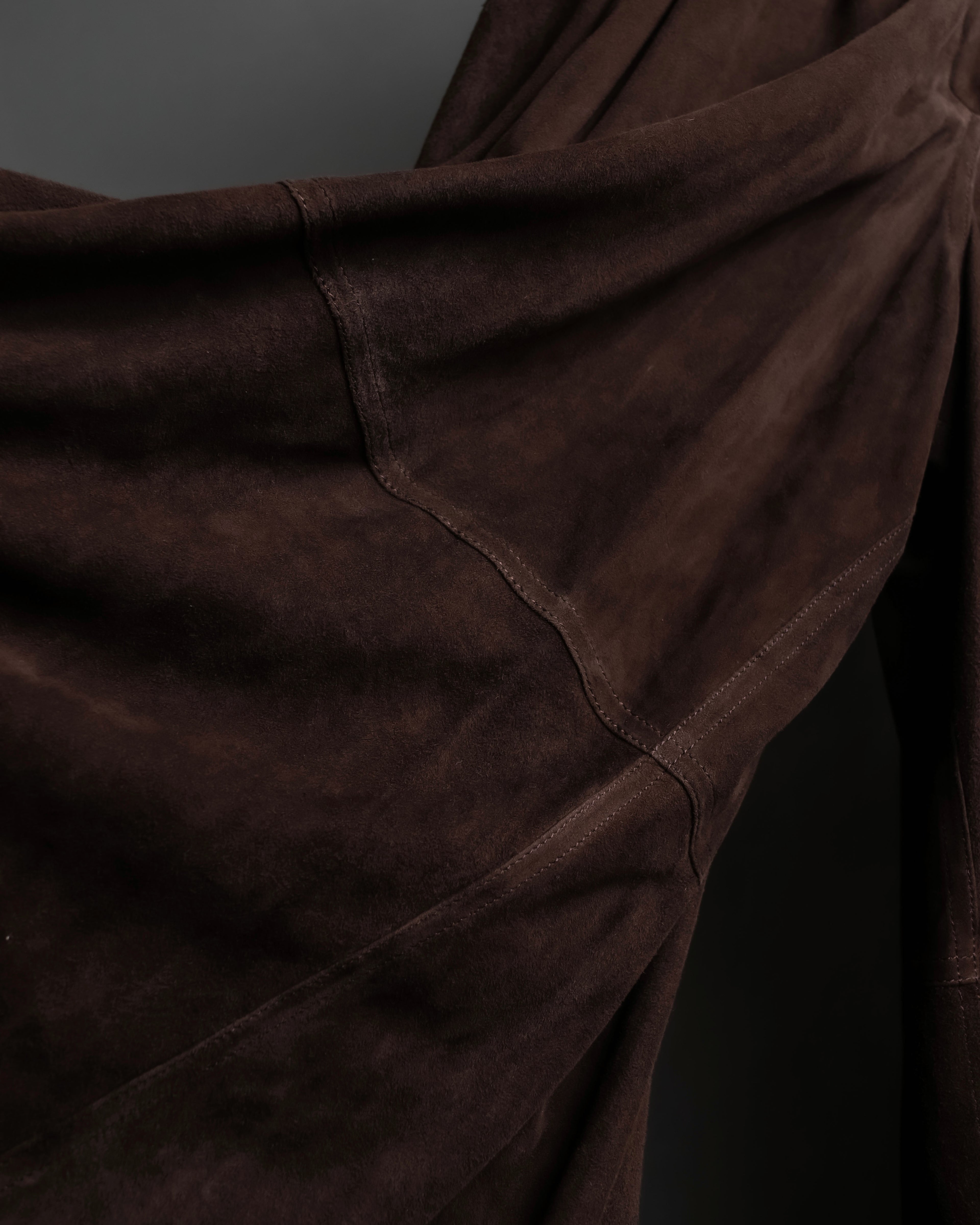 "LOEWE" Dark brown color gathered design wide pants