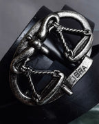 "Dolce & Gabbana" Libra motif silver buckle leather belt