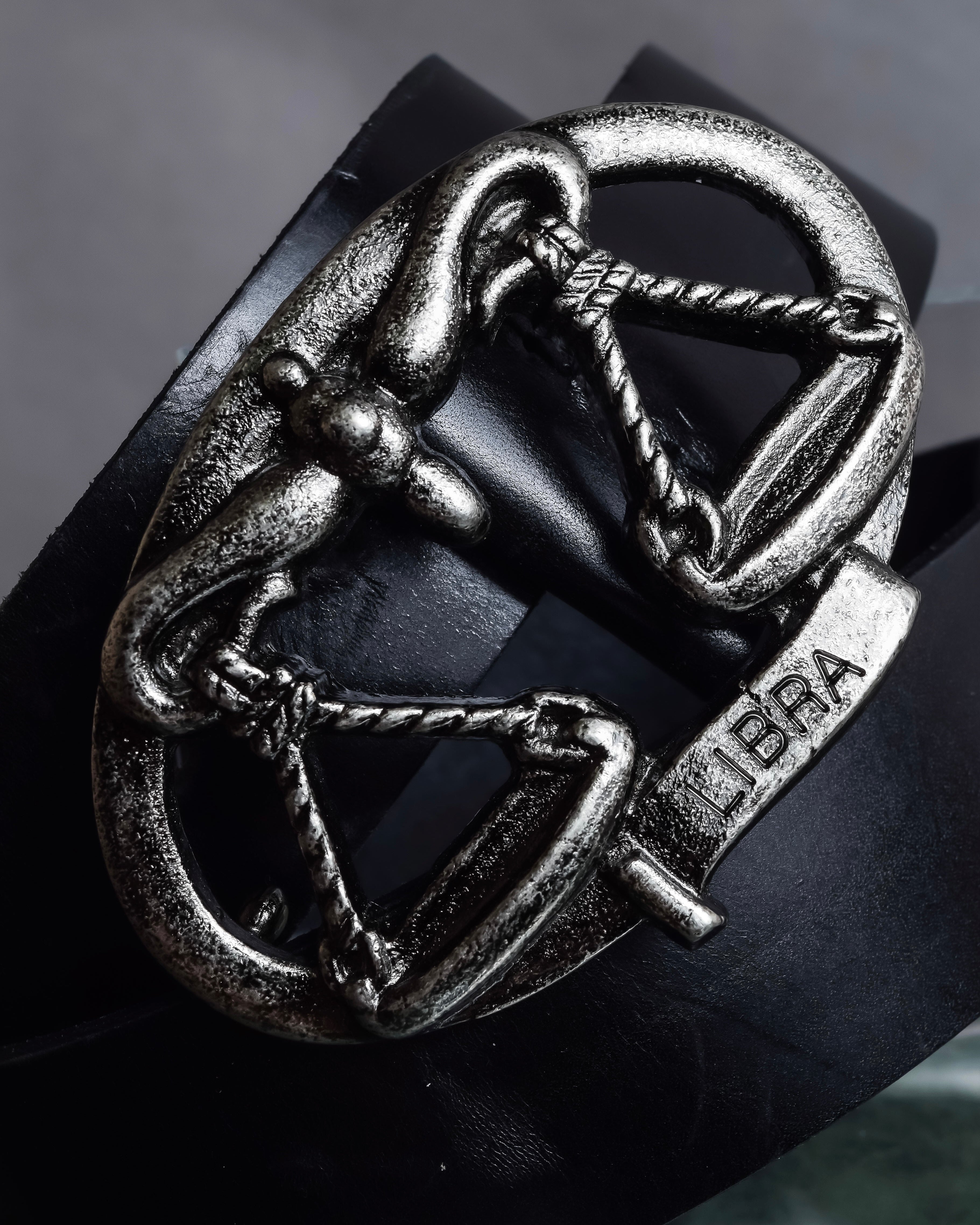 "Dolce & Gabbana" Libra motif silver buckle leather belt