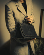 -SPECIAL- “FENDI” 80’s-90’s Coat of arms embossed whipstitched leather handbag