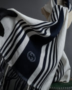 "GUCCI" 90's-00's Line fringe design two-tone long stole