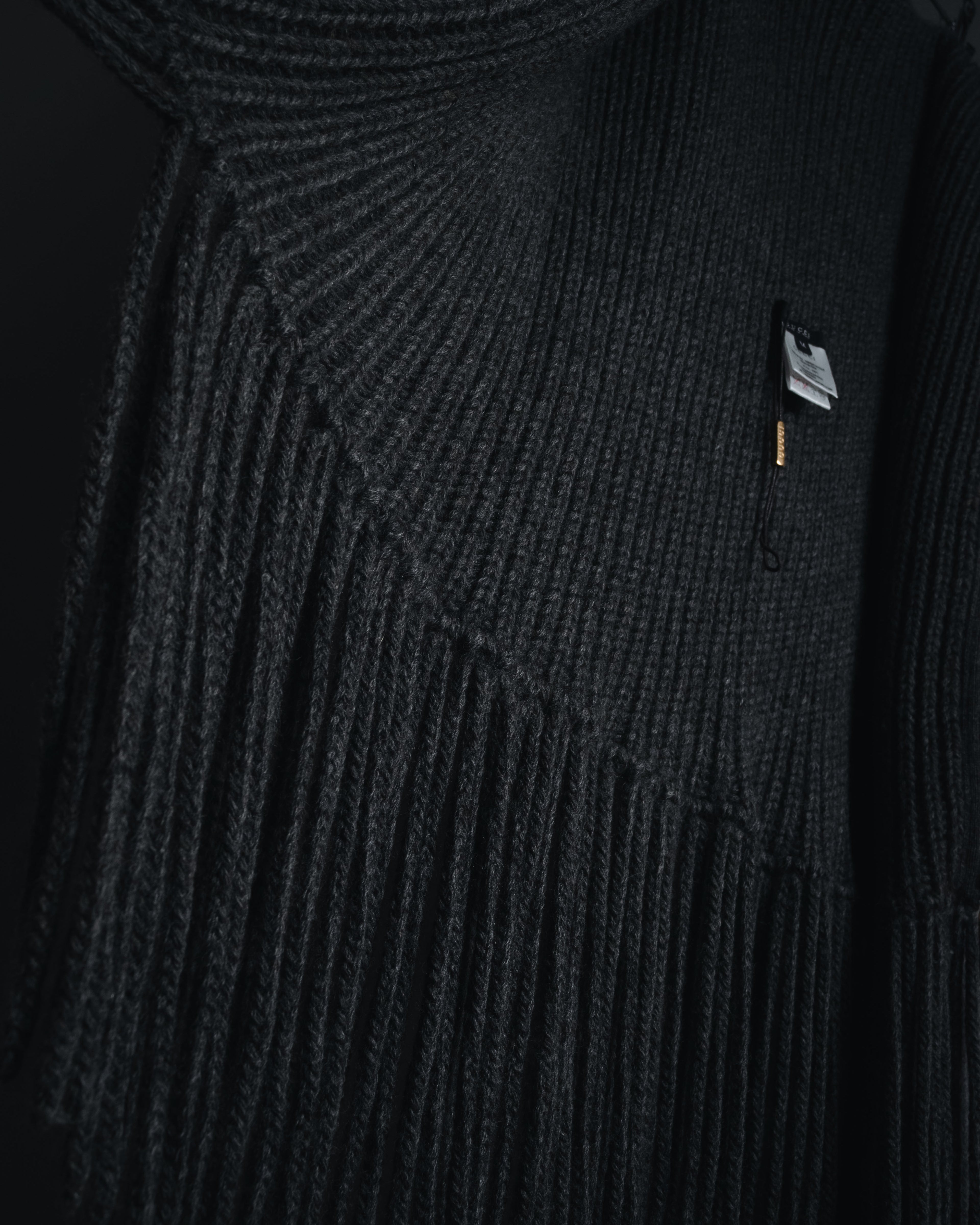 "GUCCI" 2010-11AW ribbed zip-front fringe knit vest