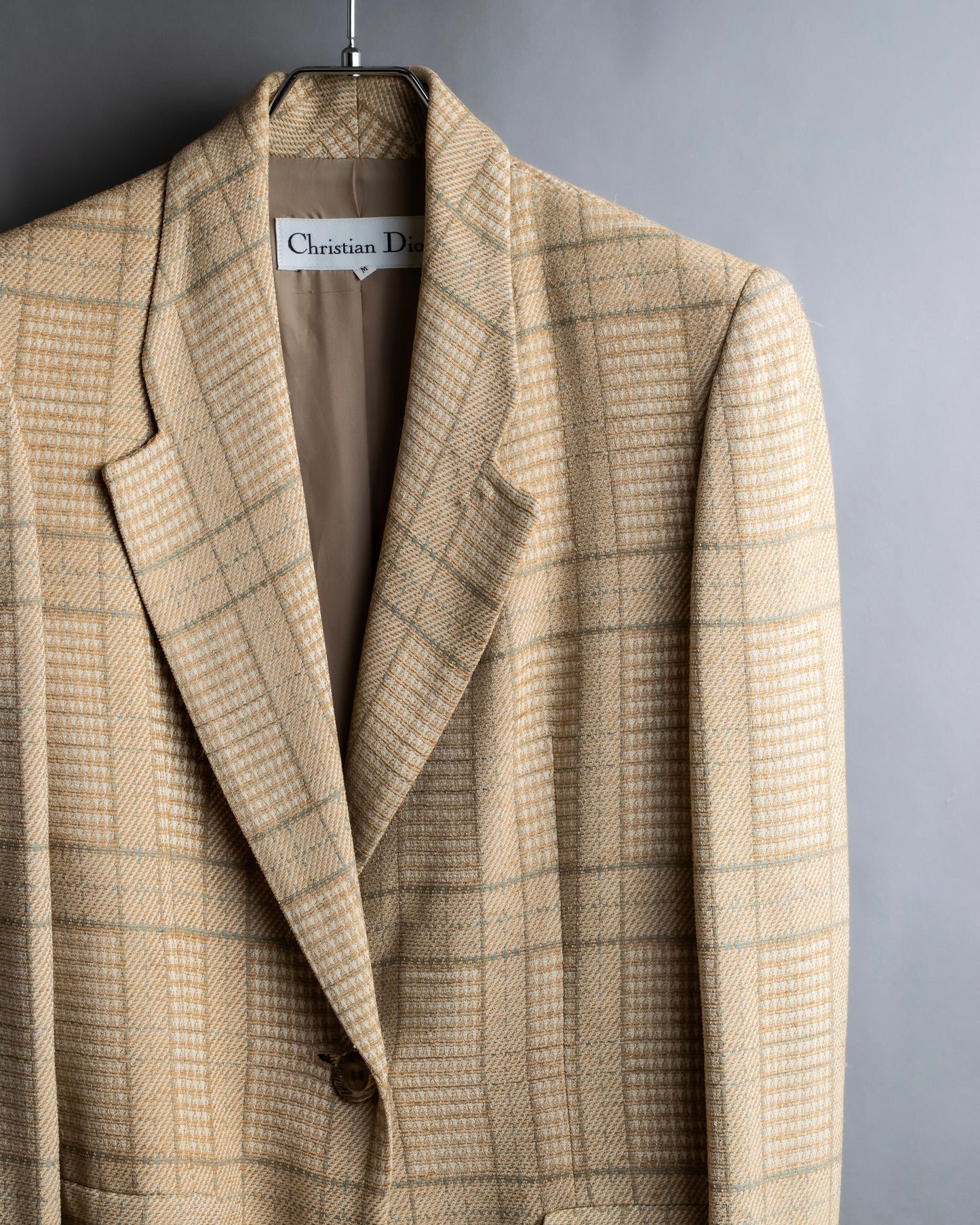 "Christian Dior" Glen check pattern beautiful shape tailored jacket