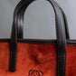 "LOEWE" Anagram logo engraved suede leather tote bag