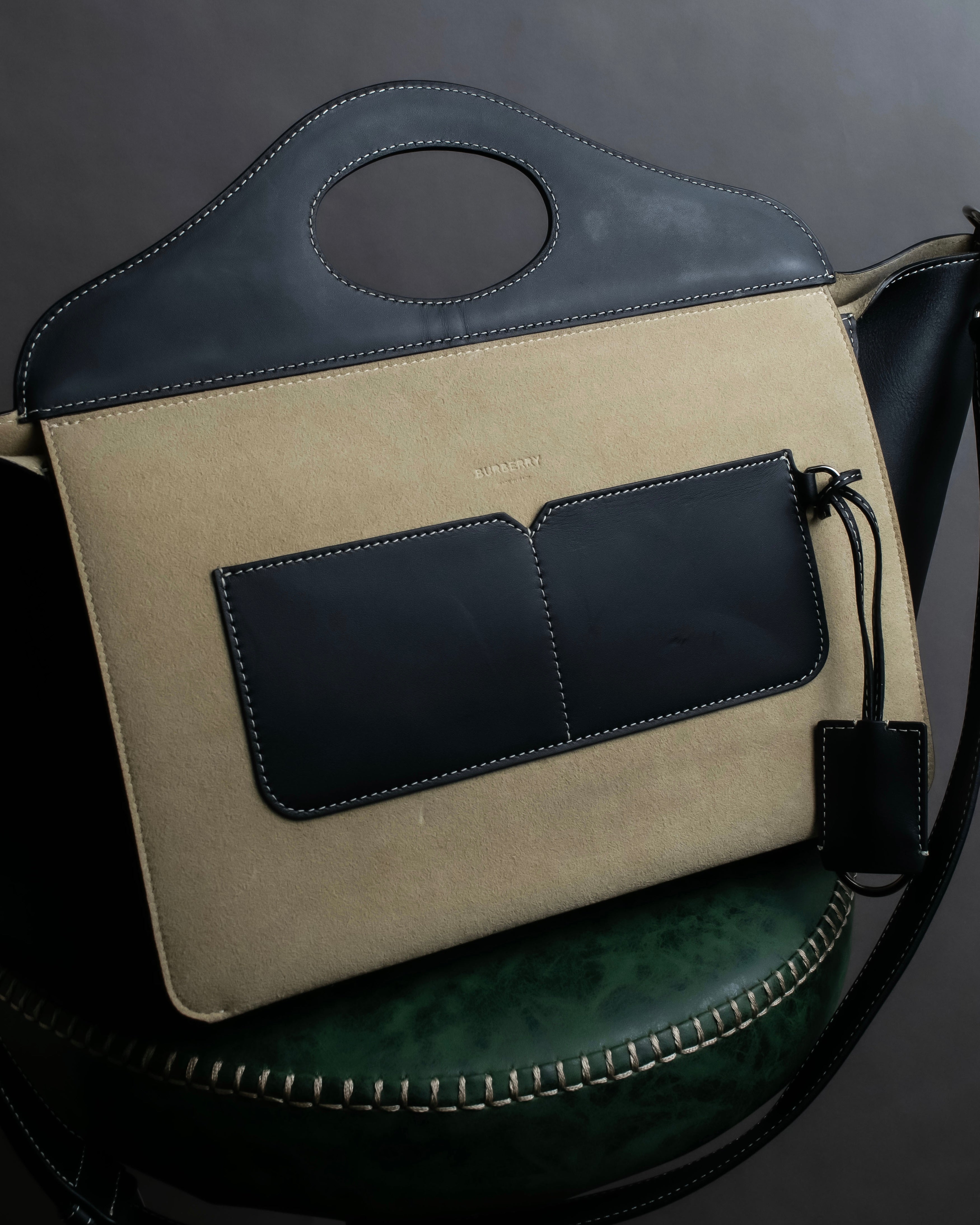 "BURBERRY" Suede switching design 2way shoulder bag