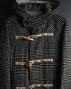 “Harris Tweed” Hooded plaid duffle coat