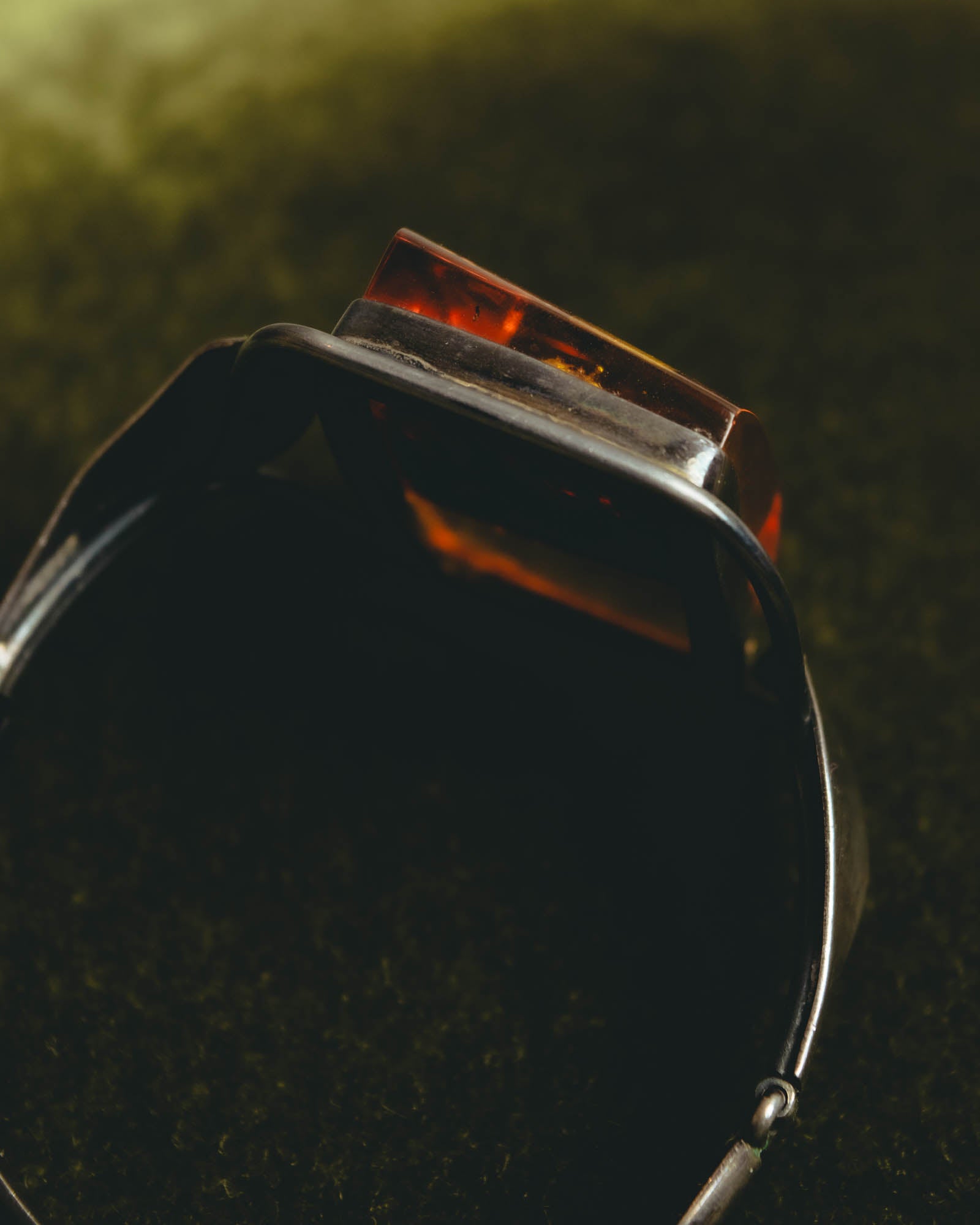 "Vintage" Sculptural amber tone statement bracelet