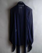 "HERMES" Bowtie detail balloon sleeve sheer pullover