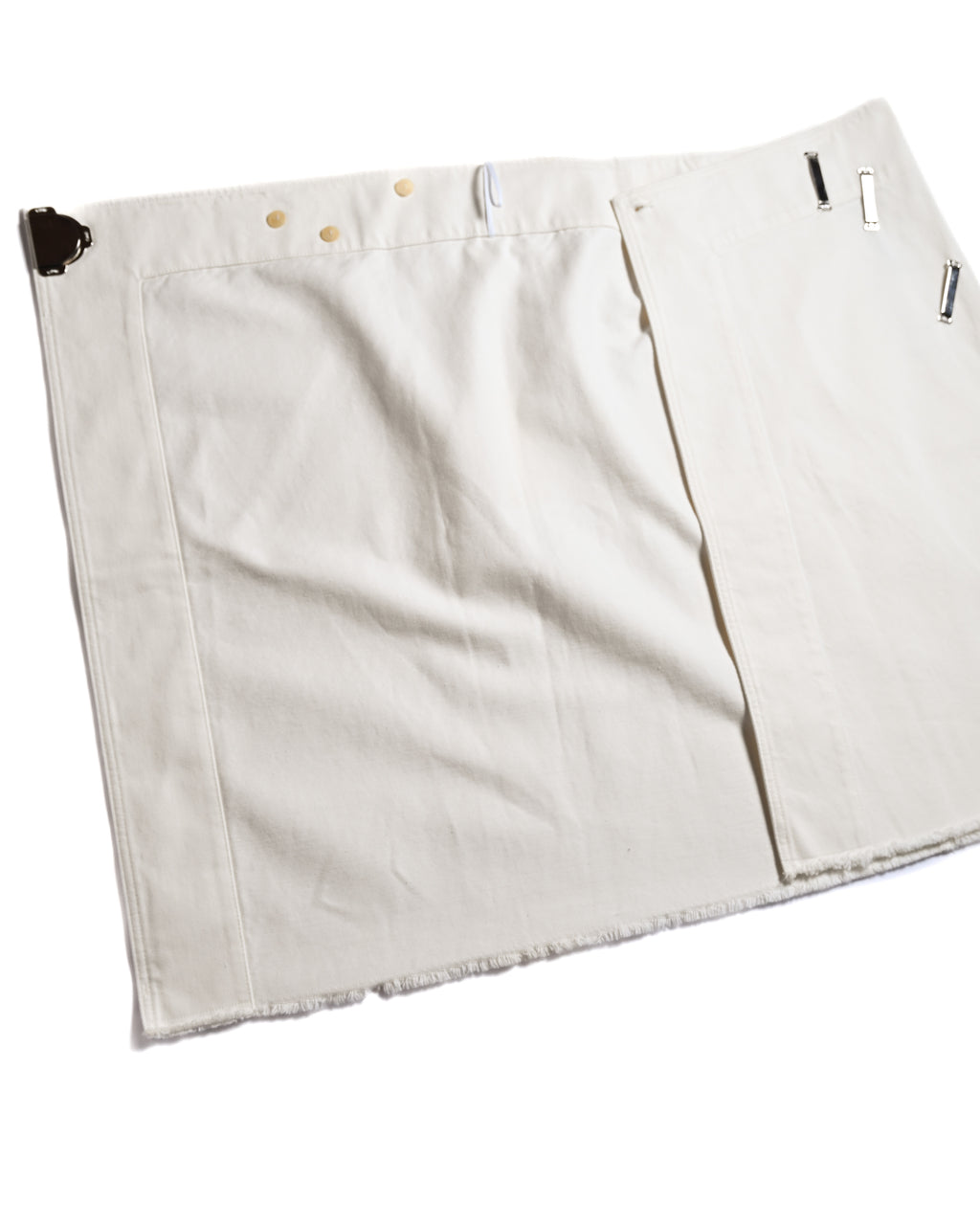 CÉLINE by Phoebe Philo/ Metal Hook Detail Denim Wrap Skirt White