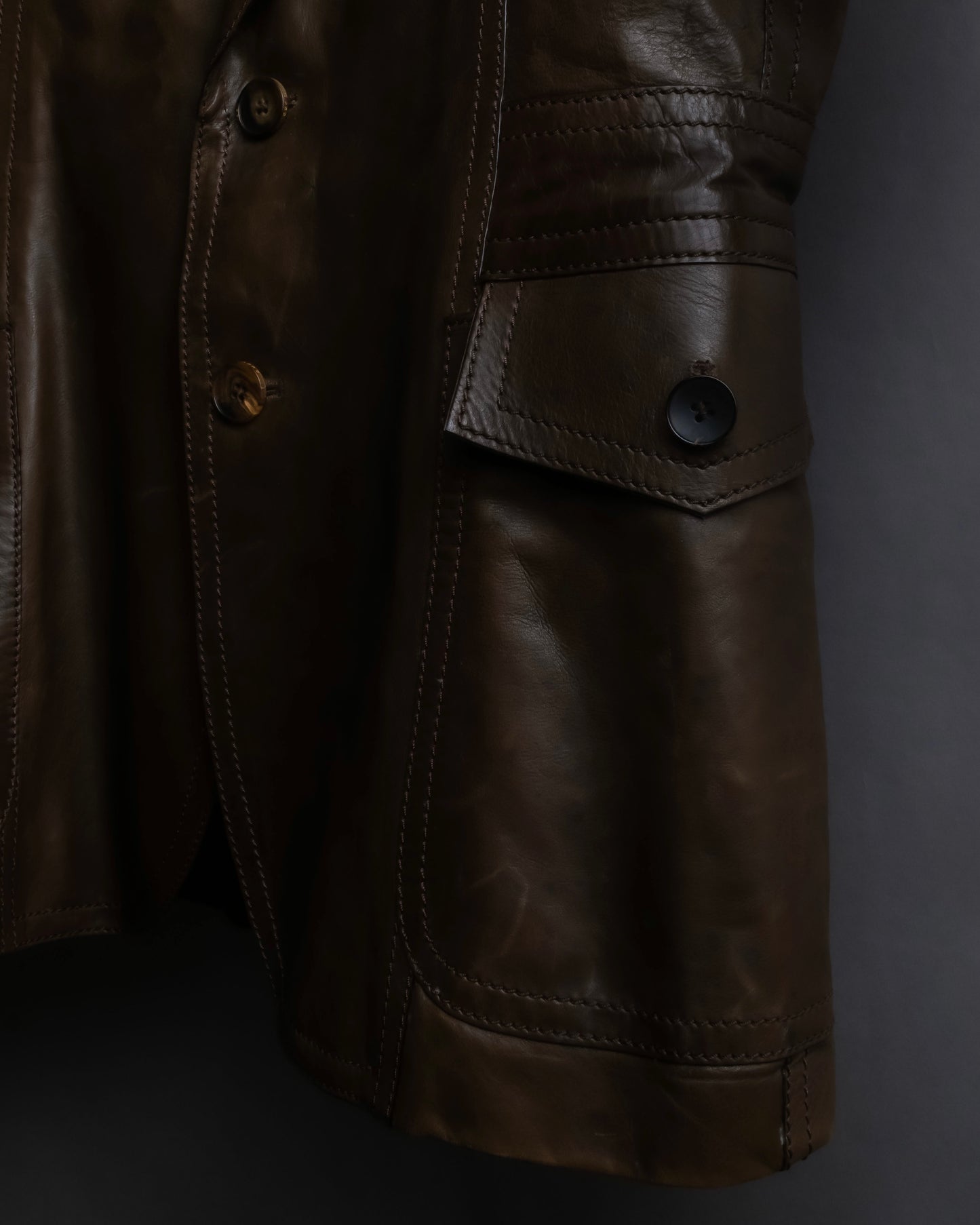 "GUCCI" Oversized calf leather tailored jacket