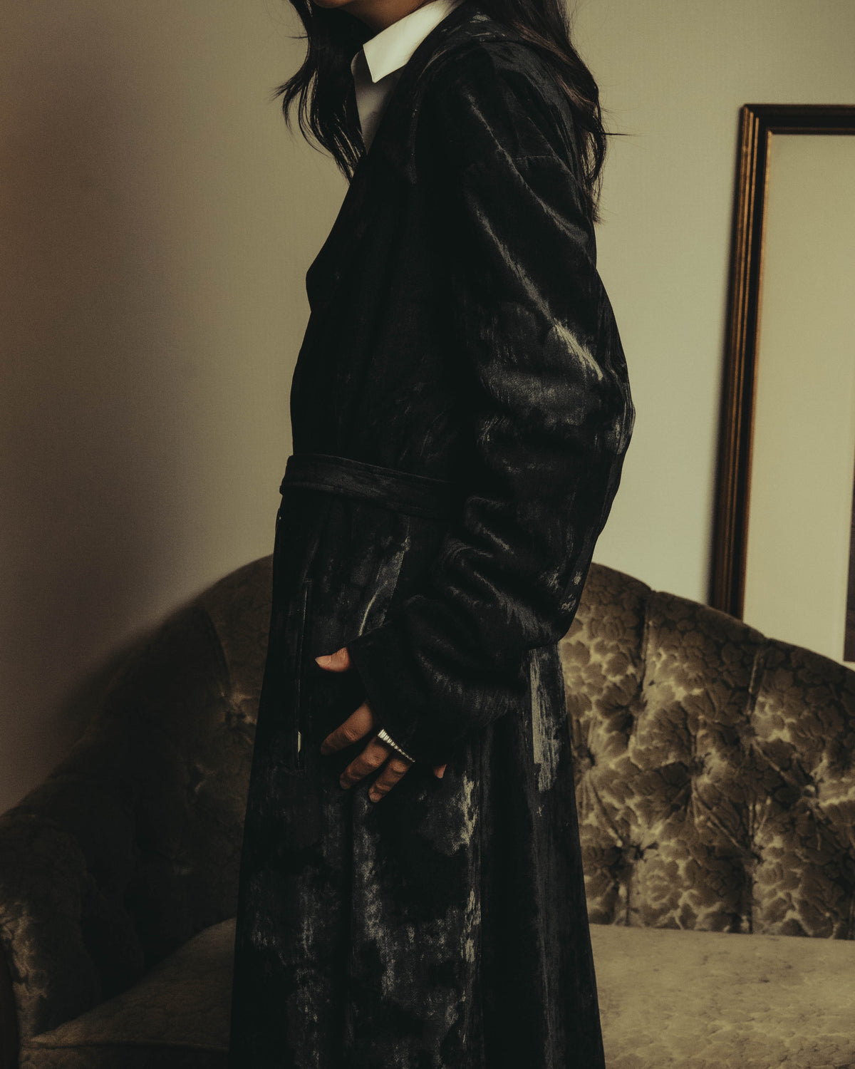 -SPECIAL- "Y’s" 2025's Discharge printed velvet long coat