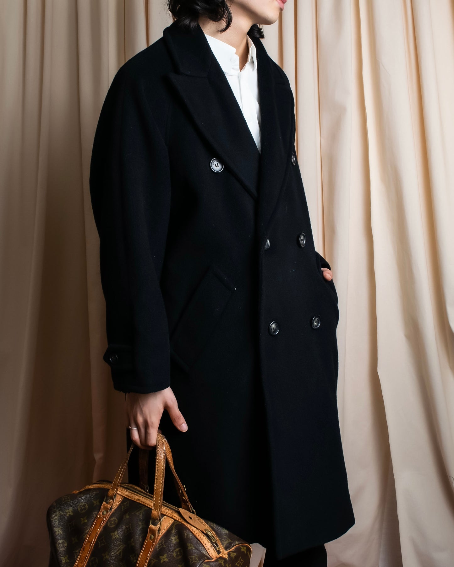 "Max Mara"  Large lapel double breasted melton chester coat