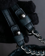 "CHANEL" Karl Lagerfeld design Matelasse chain Black shoulder bag