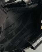 "Salvatore Ferragamo" 90's-00's Croc embossed leather shoulder bag