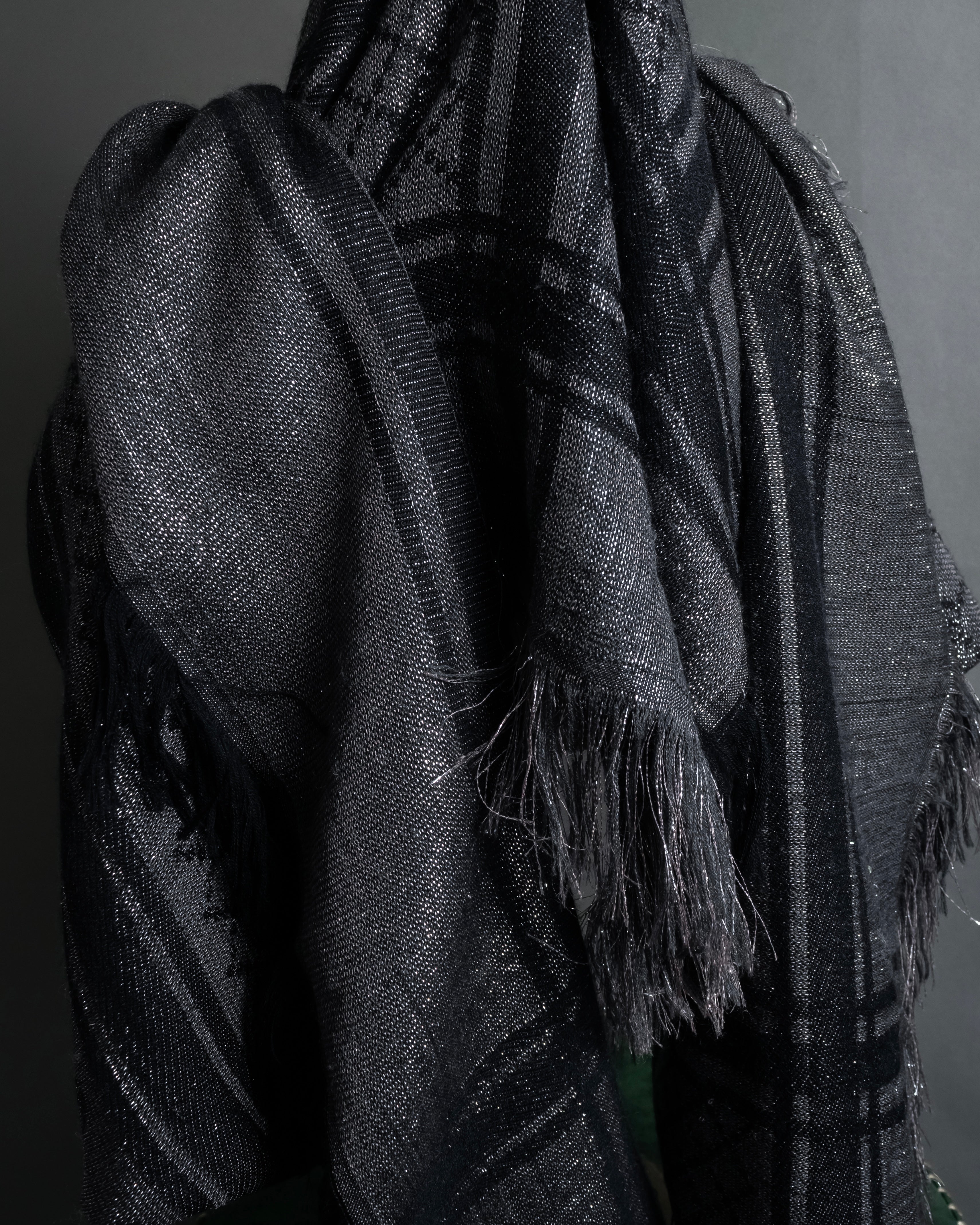 "GUCCI" GG pattern glitter blend woven large stole