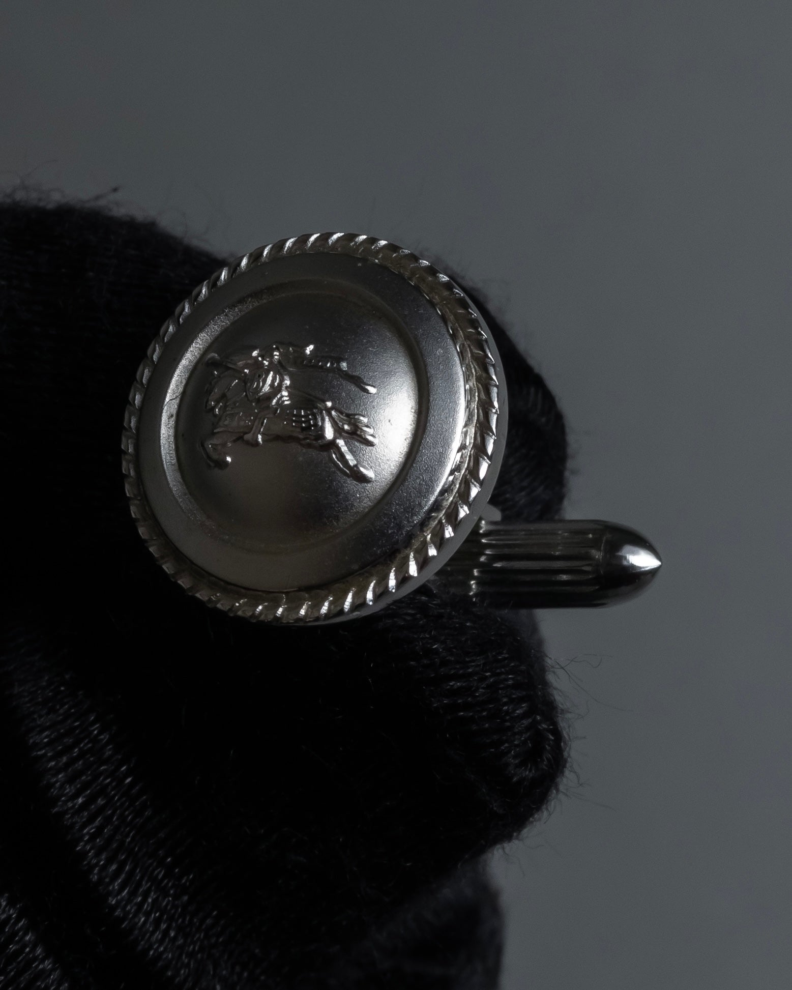 "BURBERRYS" Equestrian Knight engraved silver cufflinks