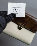 "VALENTINO" Brown & beige combination leather bi-fold wallet