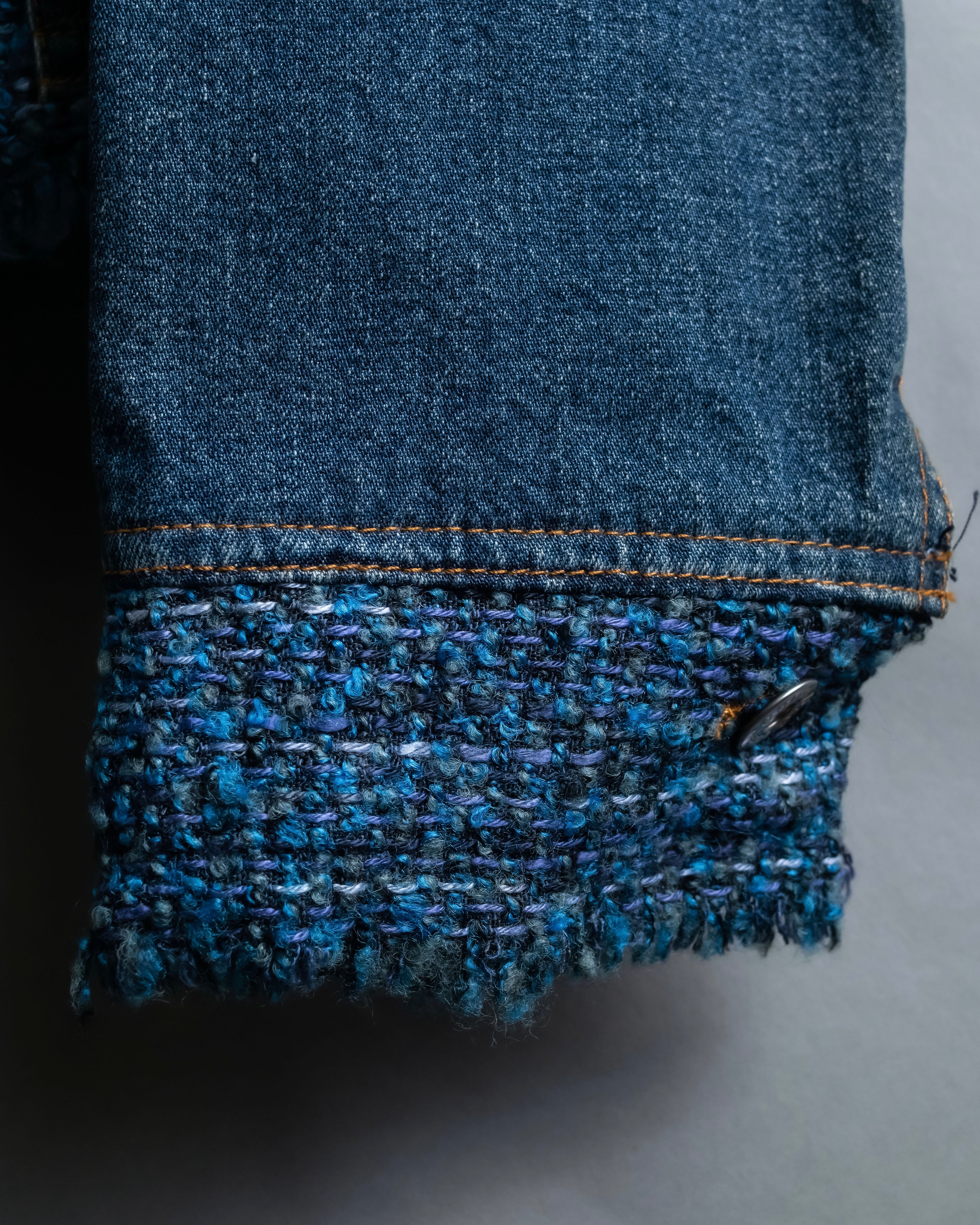 “D&amp;G” Tweed attached bijou button denim jacket