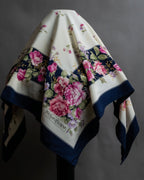 "YVES SAINT LAURENT" Peony small flower bouquet pattern silk scarf