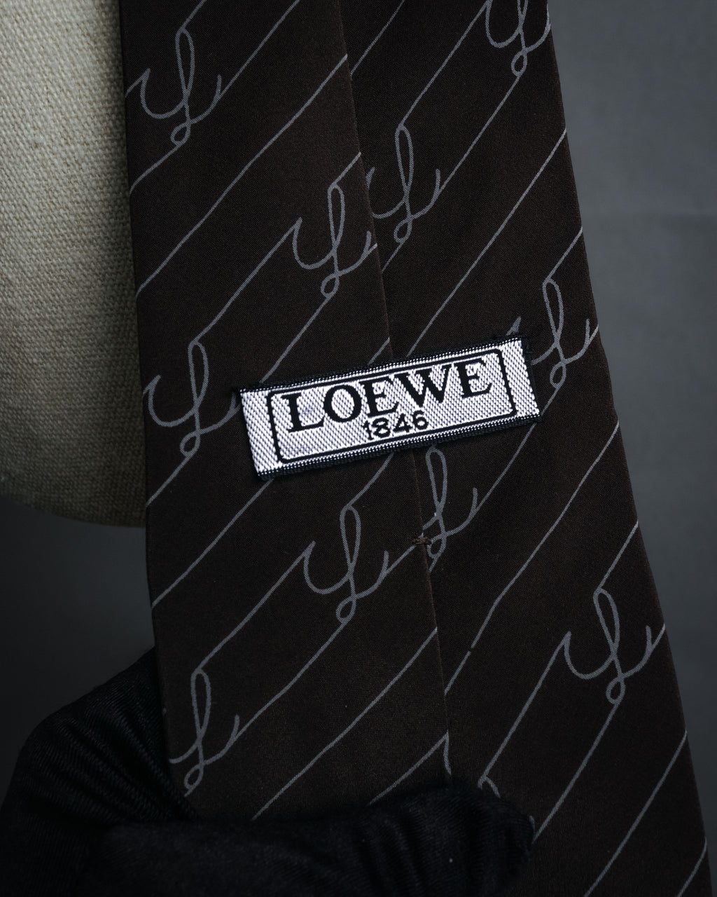 “LOEWE” 2000’s Script monogram silk tie