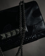 –SPECIAL– "VALENTINO GARAVANI" 2010’s Noir rockstud exotic patchwork chain bag