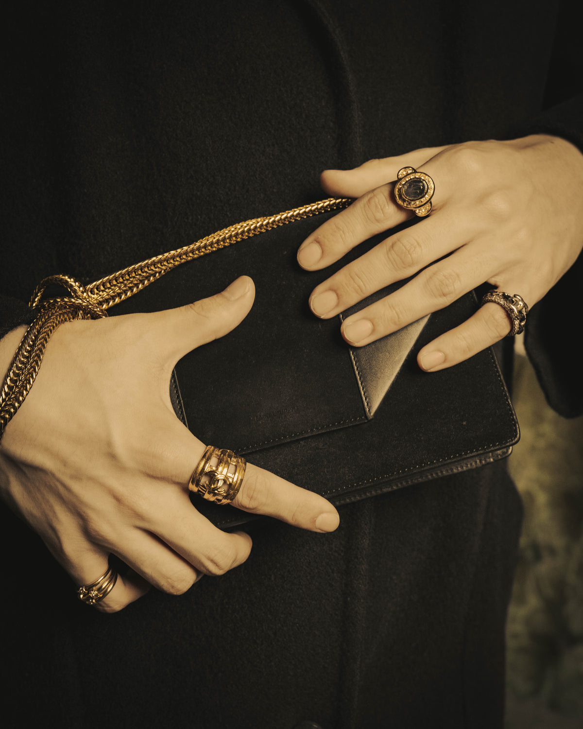 -SPECIAL- "Saint Laurent" 2013-2017 Betty suede and leather geometric flap chain shoulder bag
