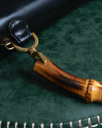 "GUCCI" Black leather bamboo handbag