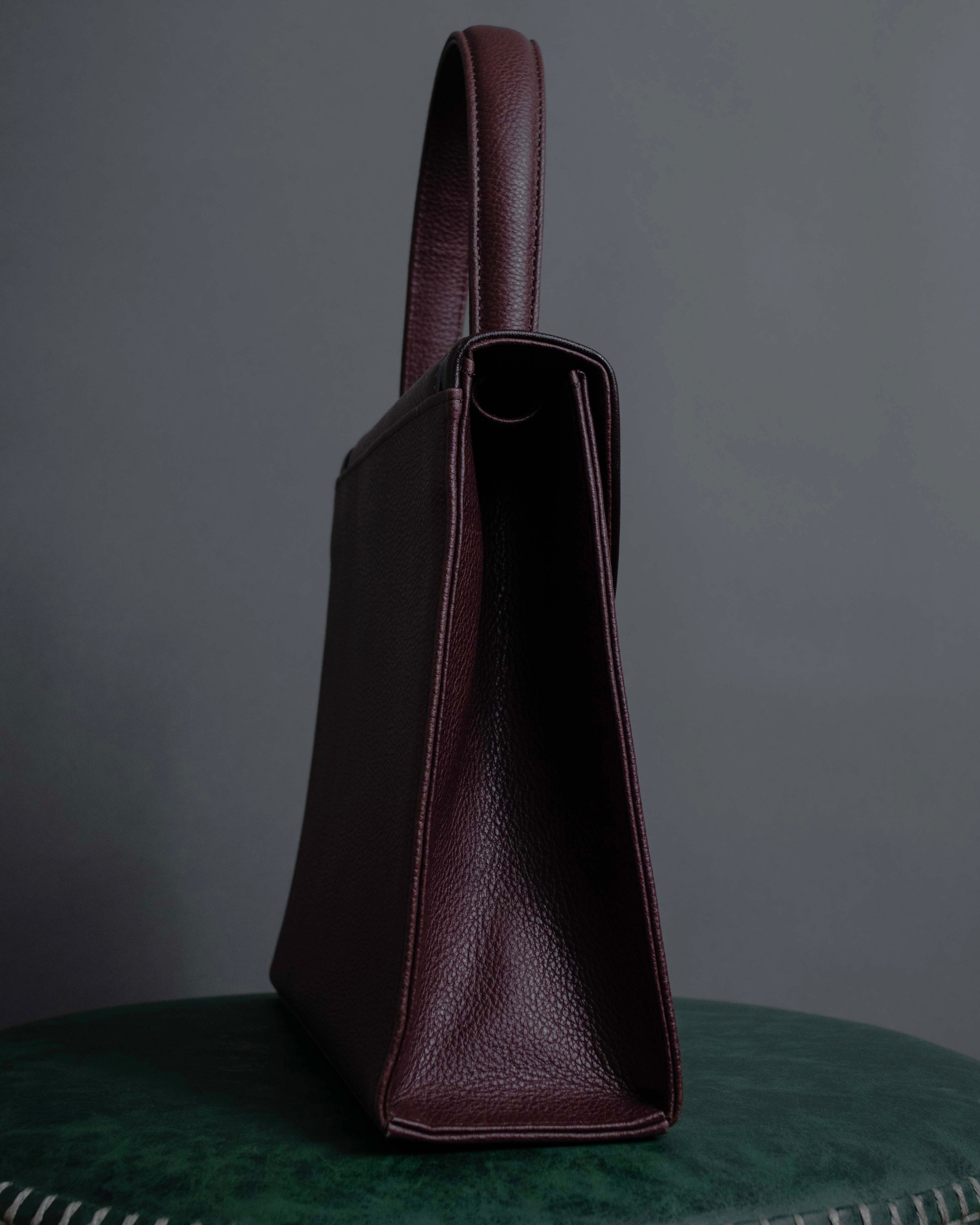 "YVES SAINT LAURENT" Diamond trim design 2way leather handle bag