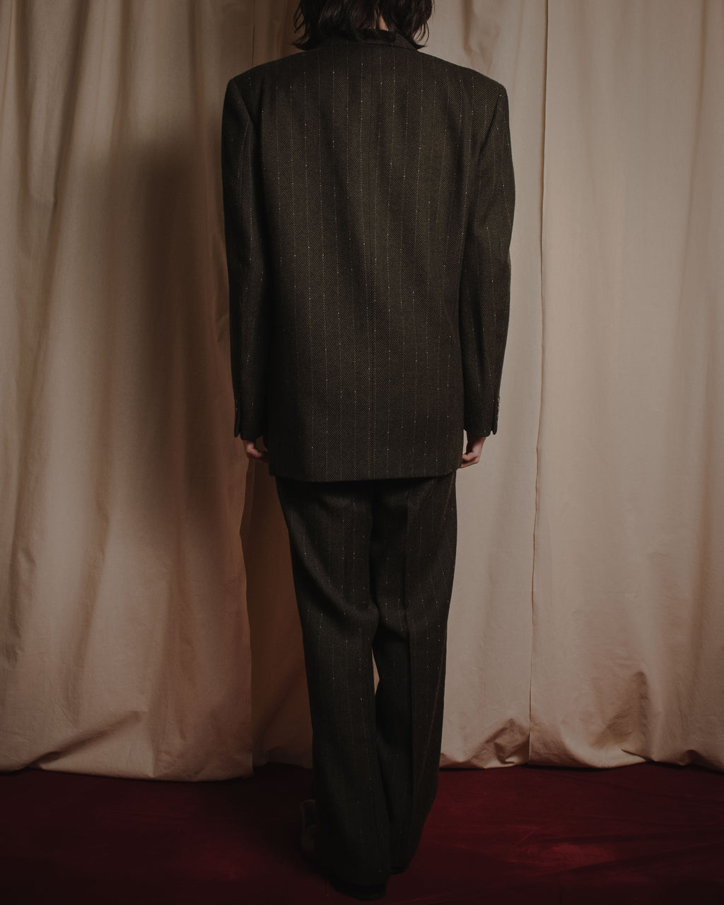 "Yves Saint Laurent diffusion hommes" 80’s-90’s structured glitter pinstripe wool suit set-up